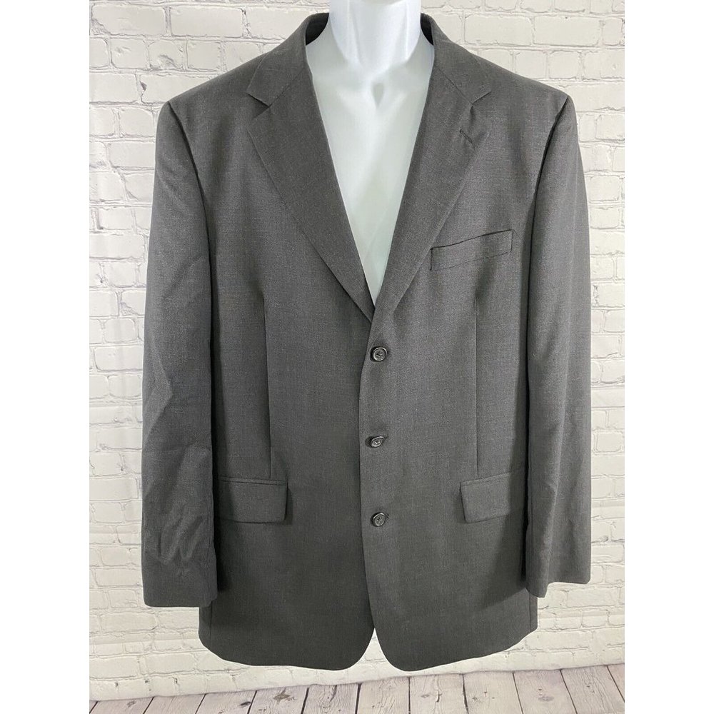 Jos A Bank 100% Wool Dark Gray 3 Button Blazer Jacket Sport Coat 43L